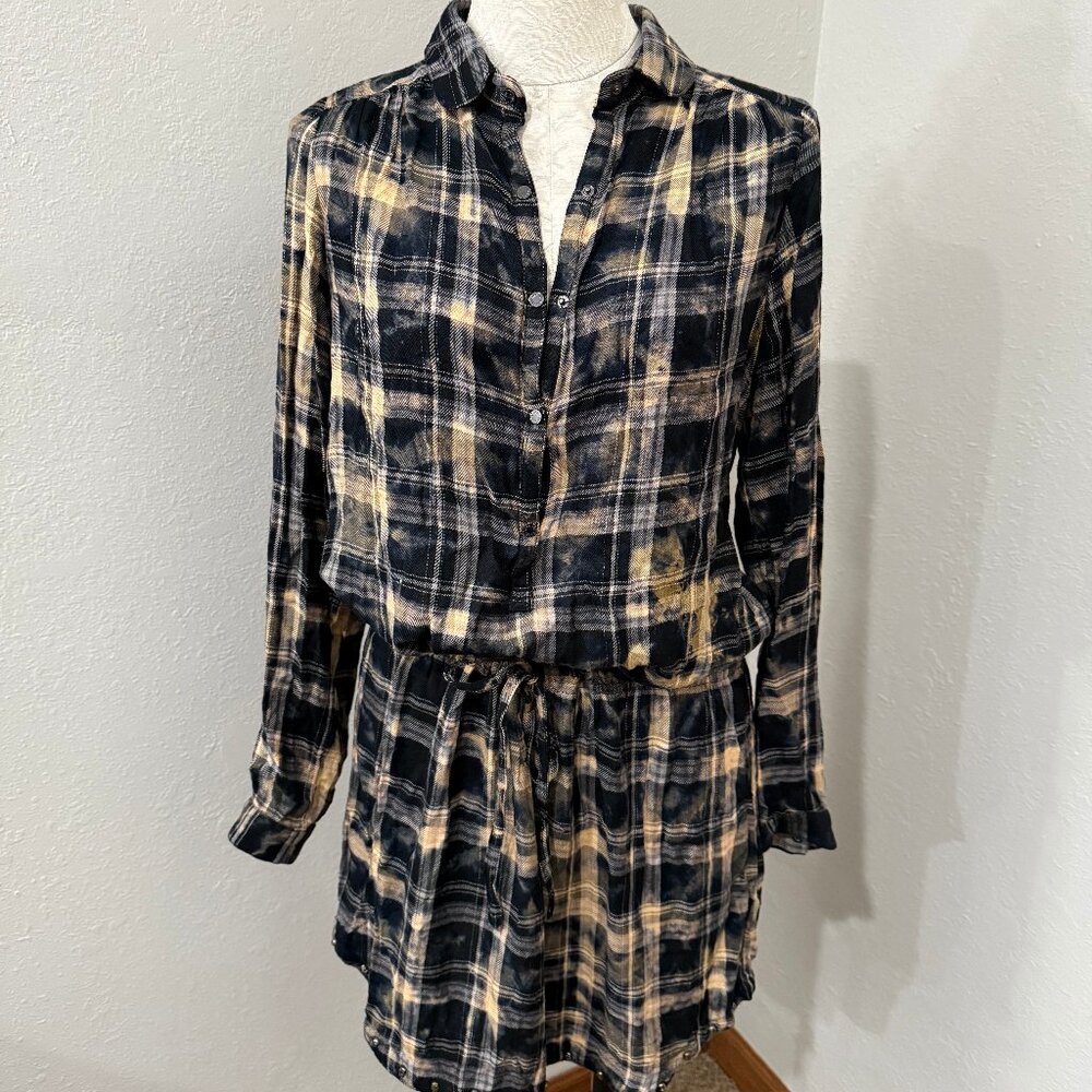 Zadig & Voltaire Reiko Grunge plaid shirtdress skull details size medium
